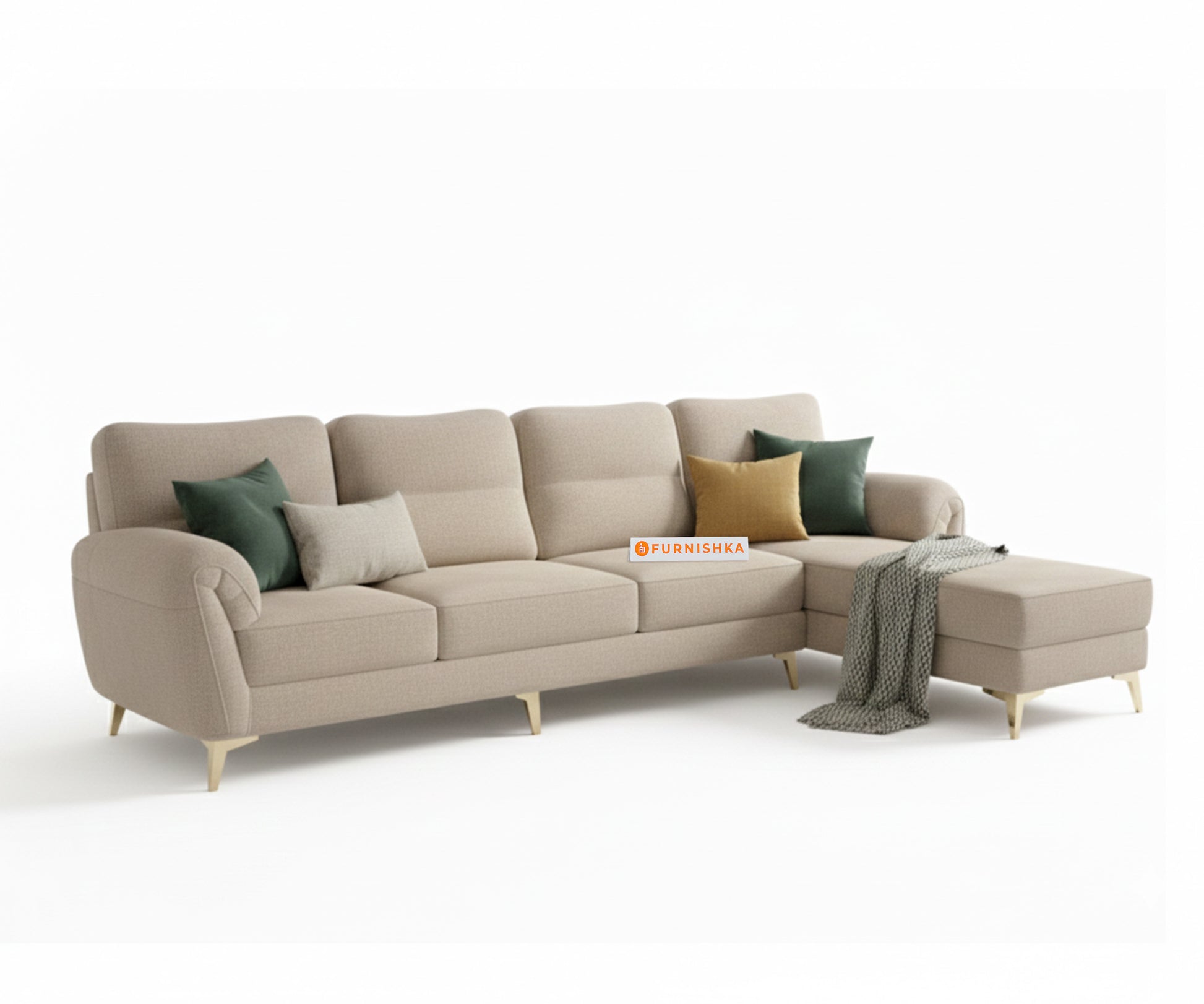 Bilance 3+L RHS Seater Sofa Set  Light Beige - Furnishka 