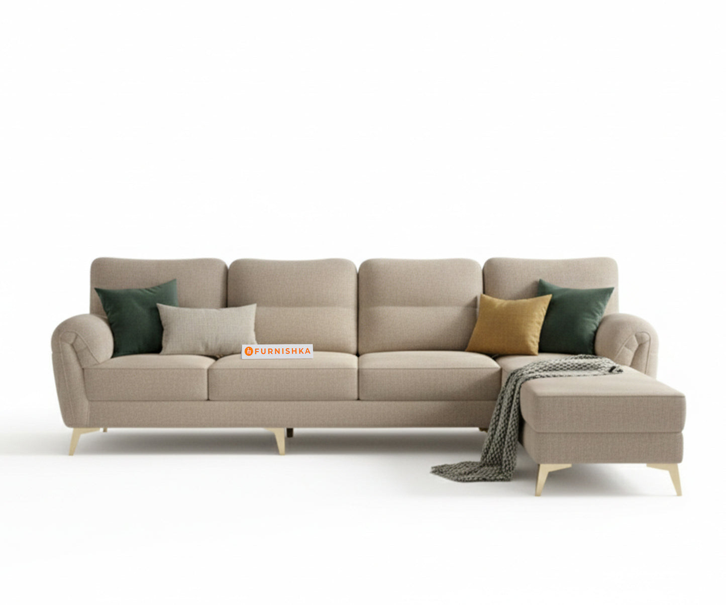 Bilance 3+L RHS Seater Sofa Set  Light Beige - Furnishka 
