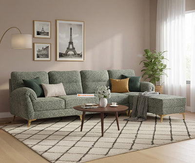 Bilance 3 Seater L Shape Sofa with Anthology Fabric Green- RHS