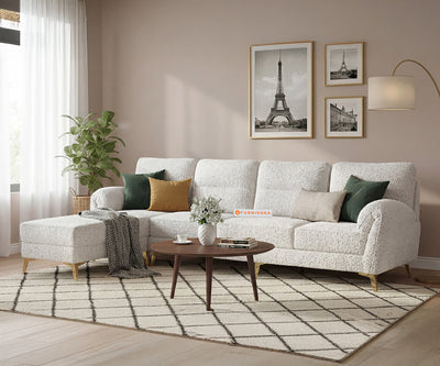 Bilance 3 Seater Sectional Sofa with Anthology Fabric Light Beige- LHS