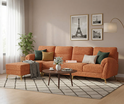 Bilance 3 Seater Sectional Sofa with Anthology Fabric Orange- LHS