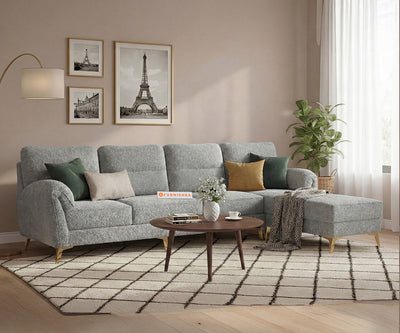 Bilance 3 Seater L Shape Sofa with Anthology Fabric Space Grey RHS
