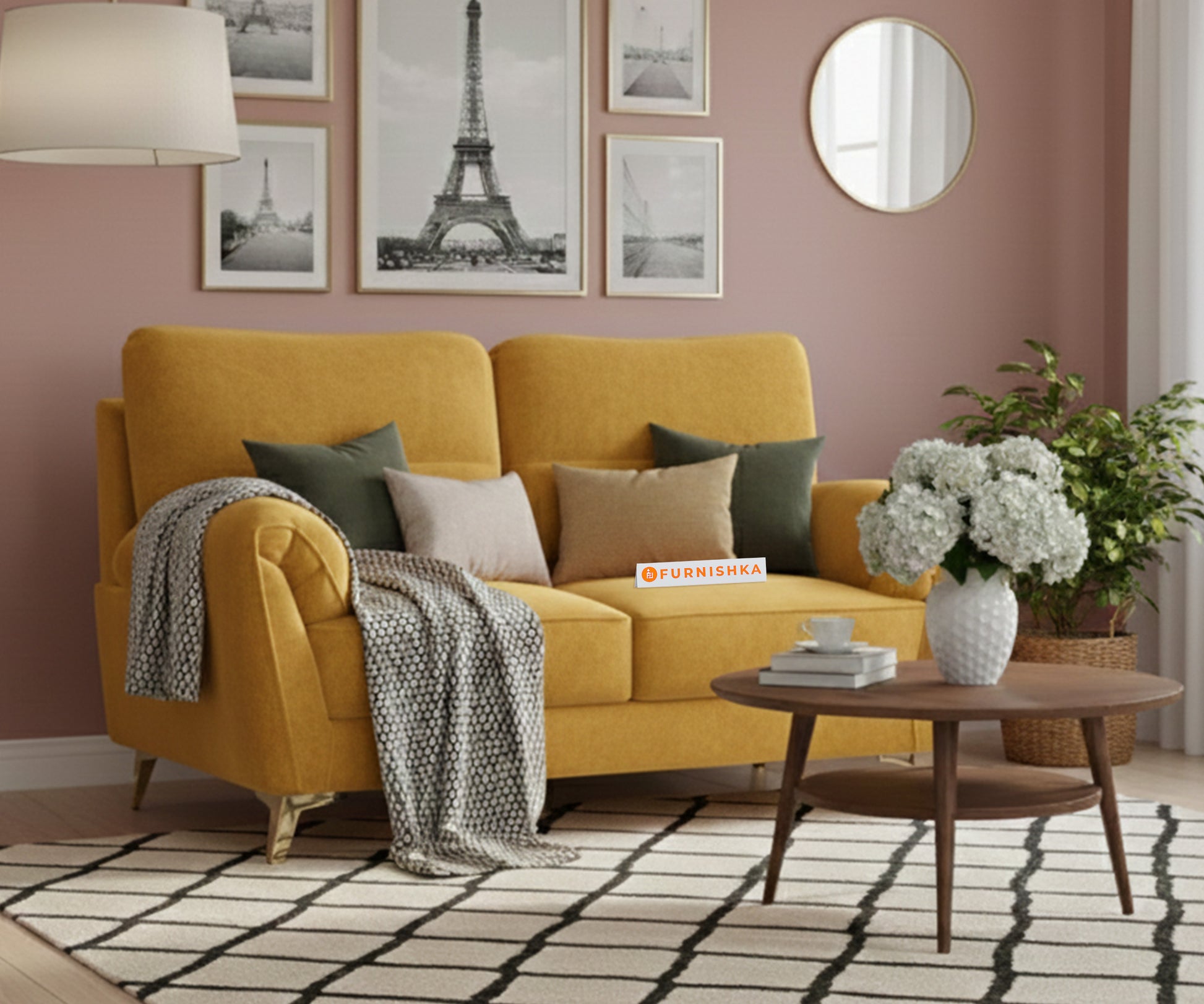 Bilance Sofa 2 Seater Mustard Yellow - Furnishka 