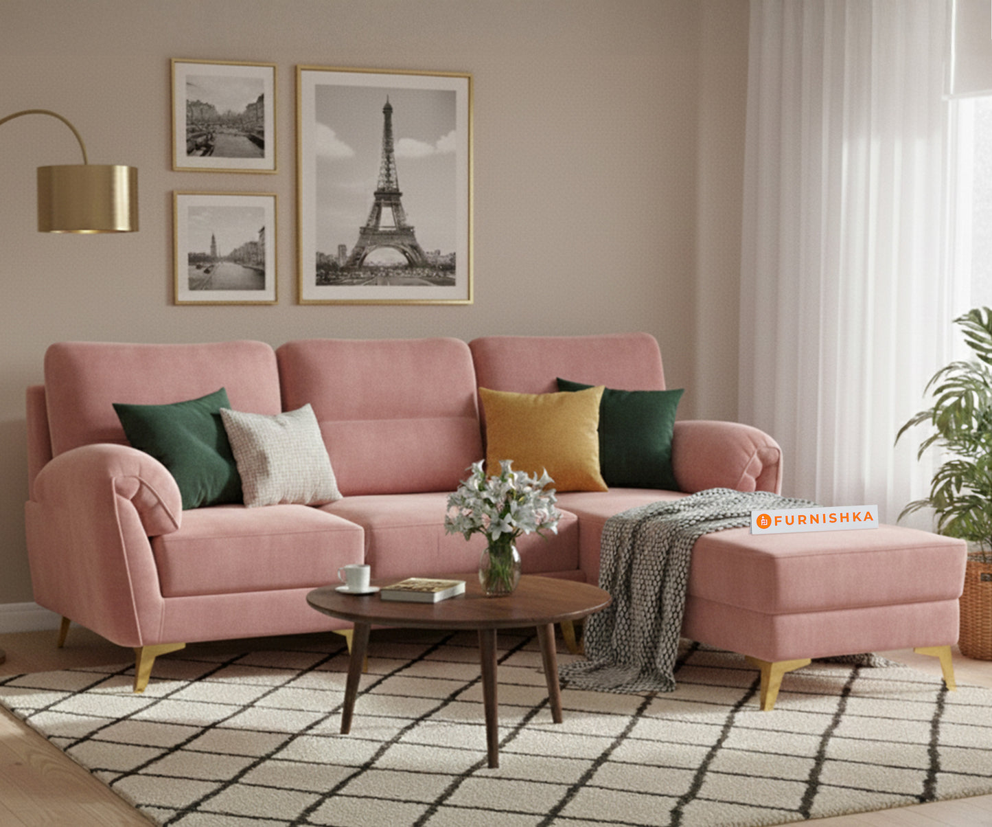 Bilance Sofa 2 Seater L Shape Sofa RHS Flamingo Pink - Furnishka