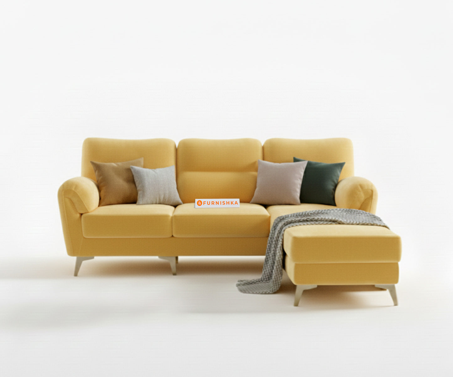 Bilance Sofa 2 Seater L Shape Sofa RHS Mustard Yellow - Furnishka
