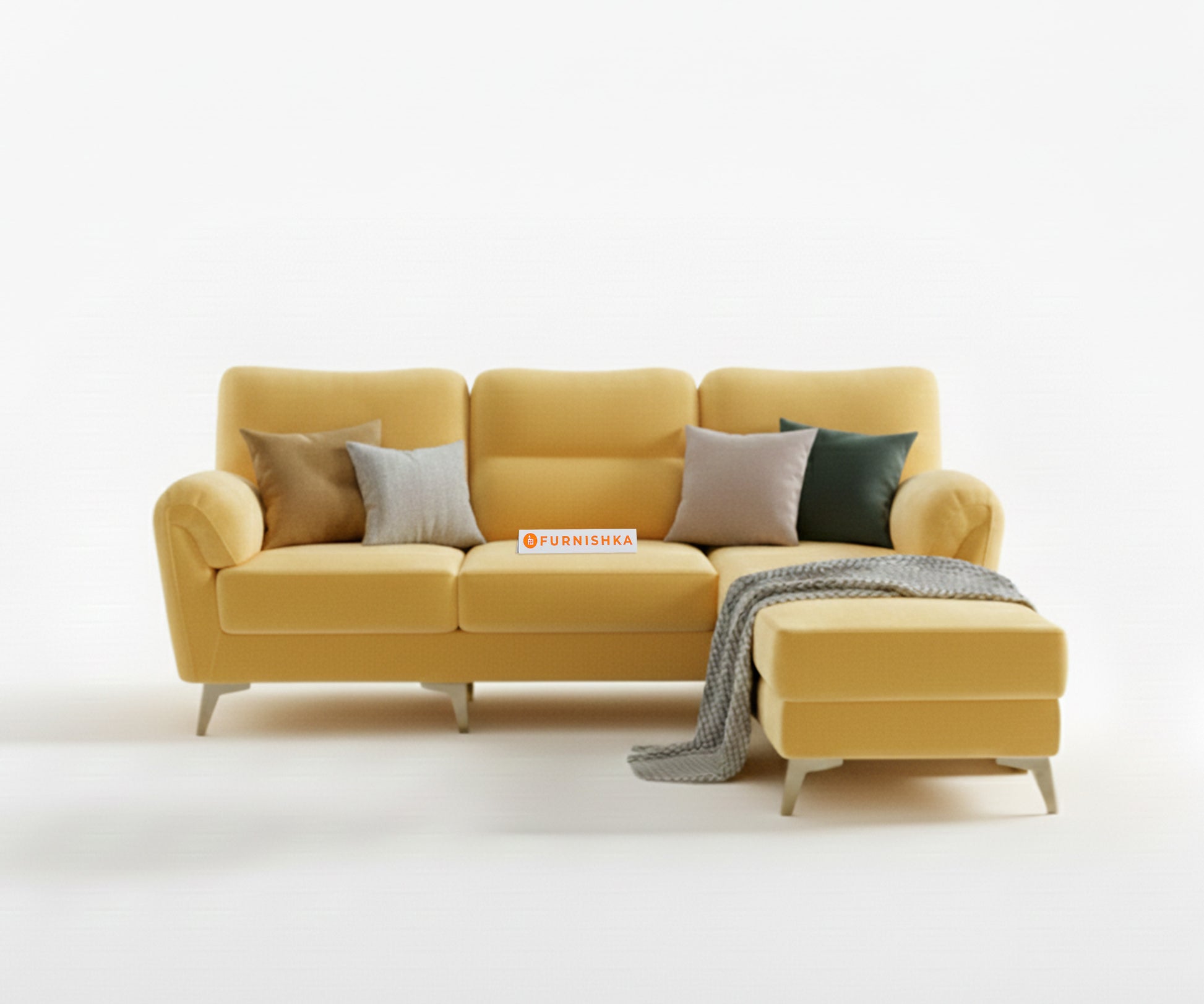 Bilance Sofa 2 Seater L Shape Sofa RHS Mustard Yellow - Furnishka
