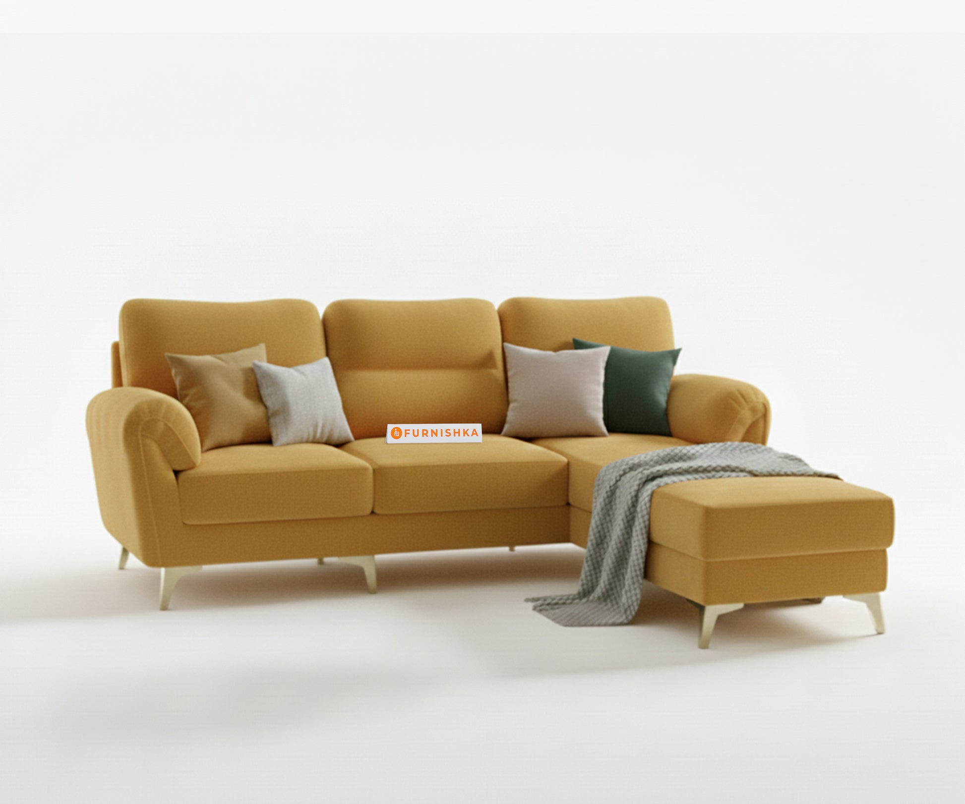 Bilance Sofa 2 Seater L Shape Sofa RHS Mustard Yellow - Furnishka