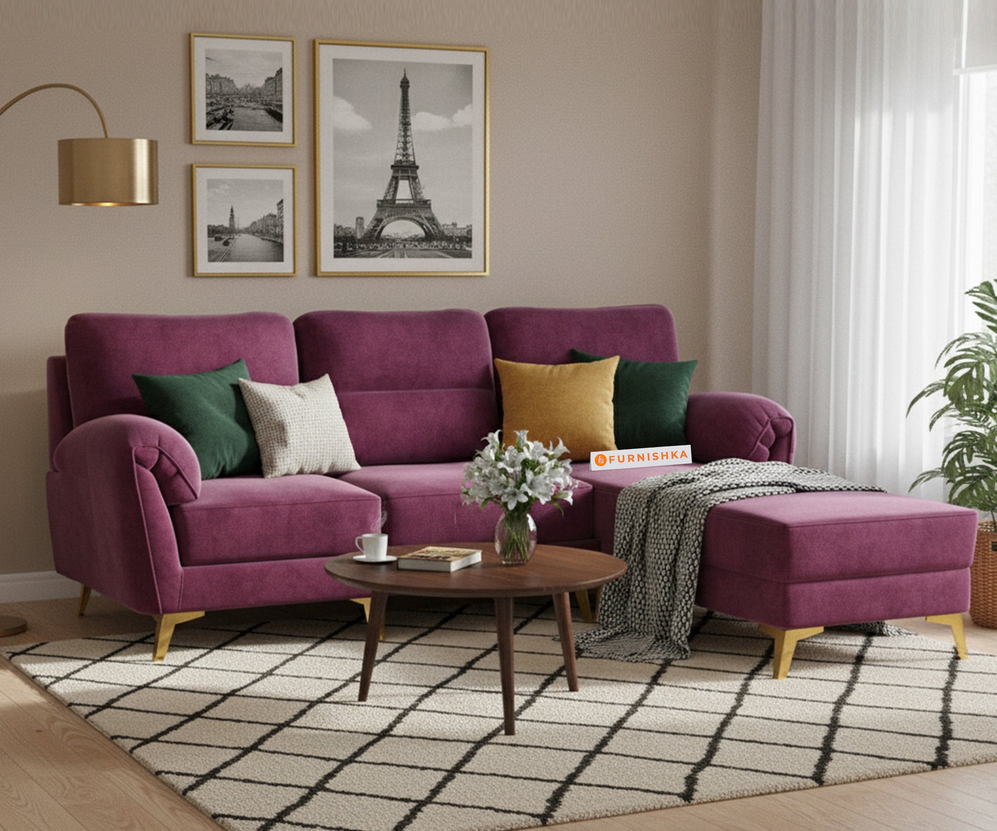 Bilance Sofa 2 Sectional Sofa RHS Red Wine - Furnishka 