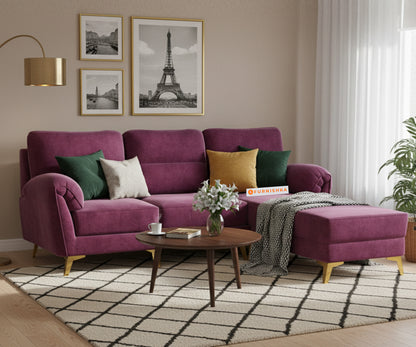 Bilance Sofa 2 Sectional Sofa RHS Red Wine - Furnishka 