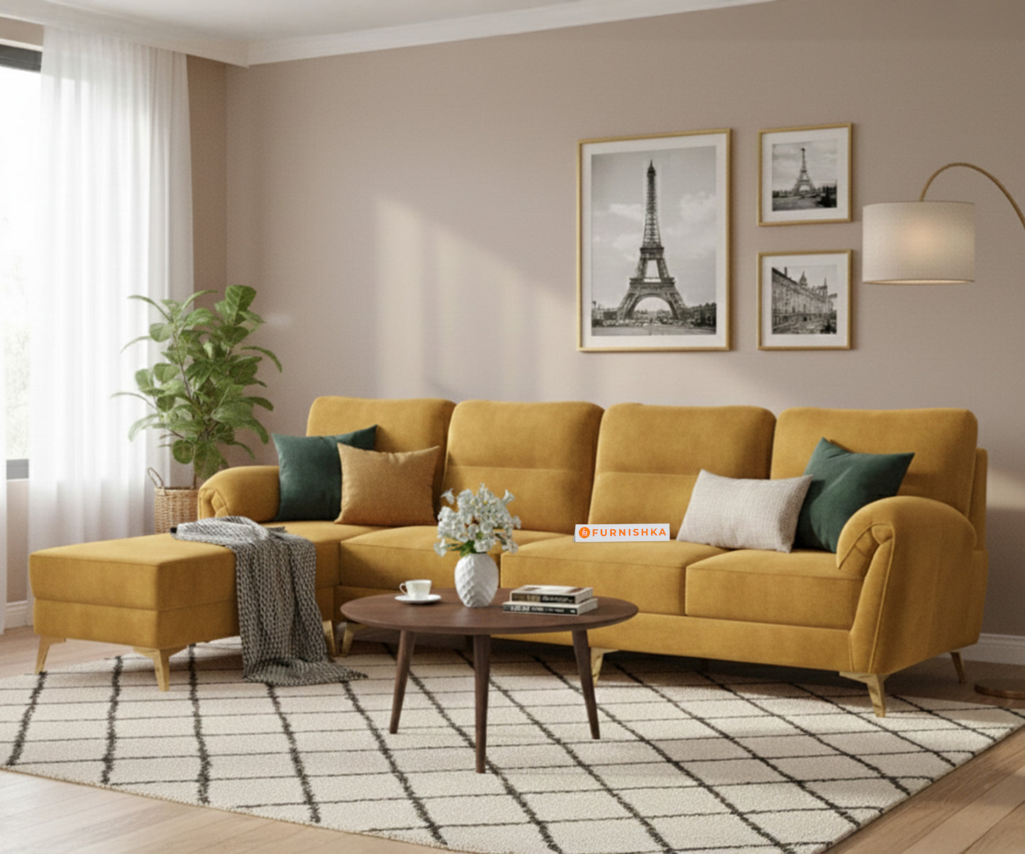 Bilance Sofa 3+L LHS Mustard Yellow - Furnishka 