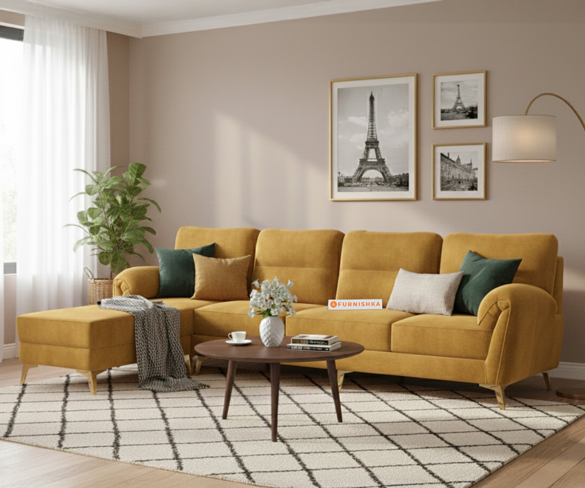 Bilance Sofa 3+L LHS Mustard Yellow - Furnishka 