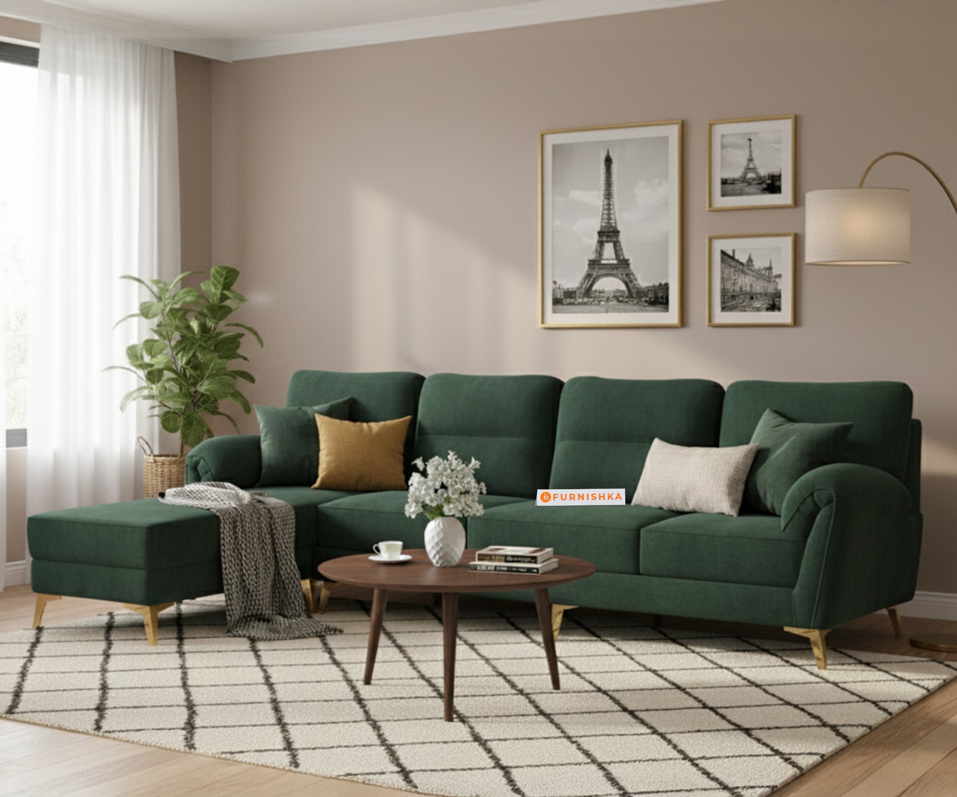 Bilance Sofa 3+L LHS Pine Green - Furnishka 