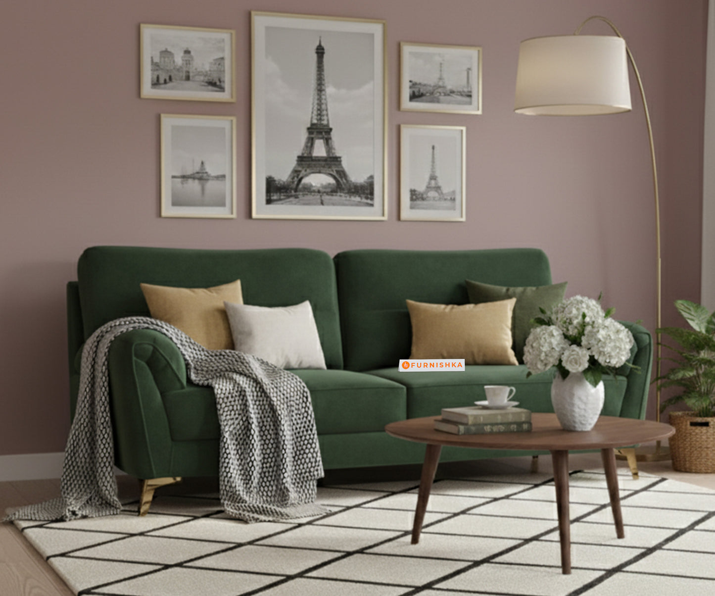 Bilance Sofa 3 Seater Pine Green - Furnishka 