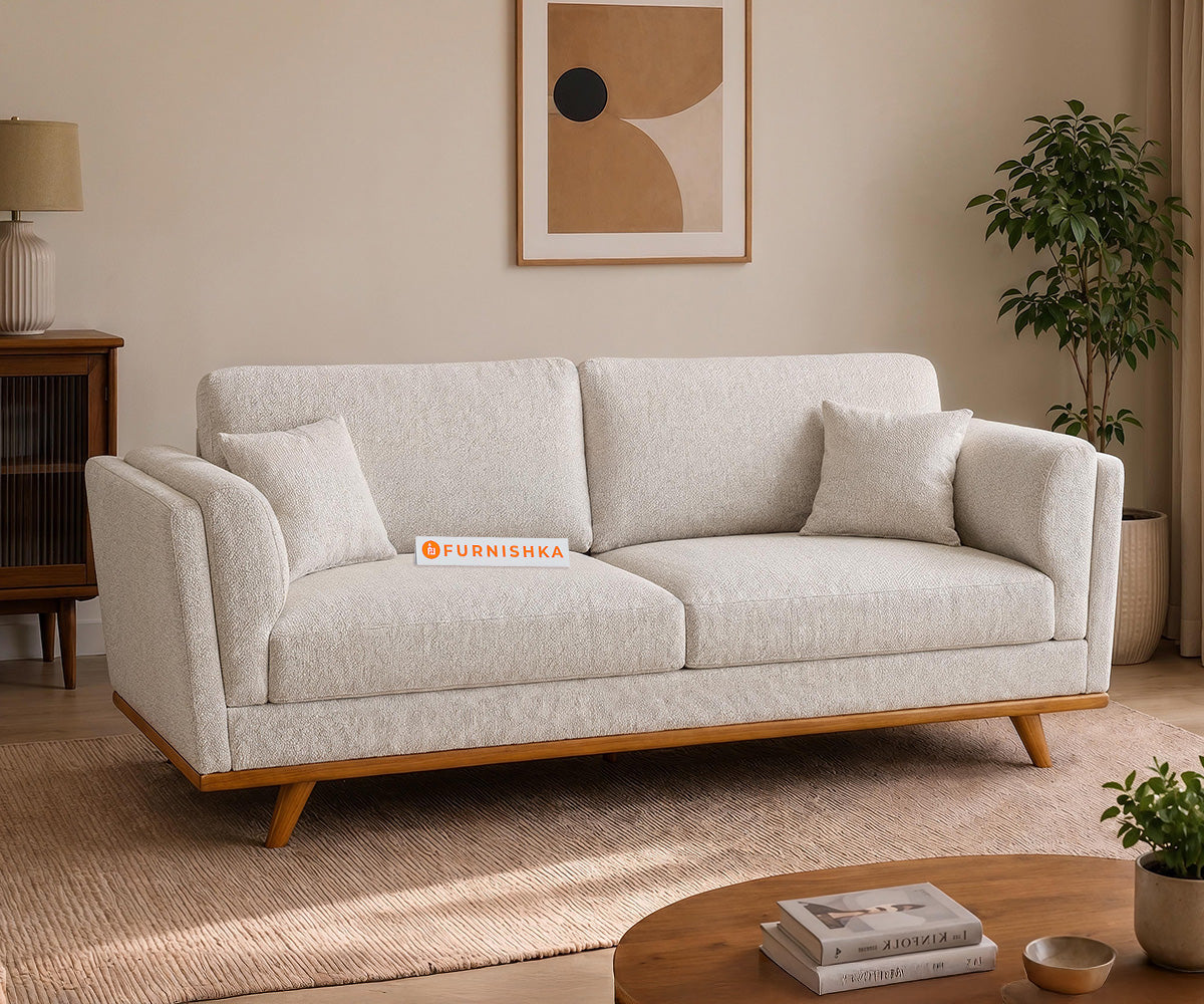 Oslo 3 Seater Fabric Sofa With Bone White - Furnishka