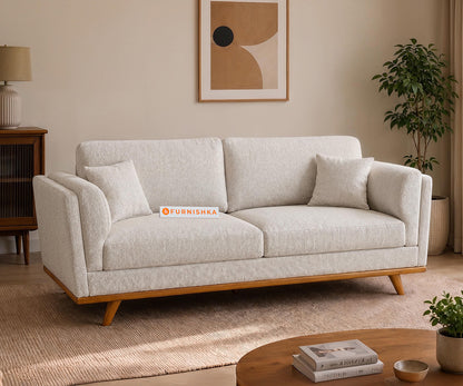 Oslo 3 Seater Fabric Sofa With Bone White - Furnishka
