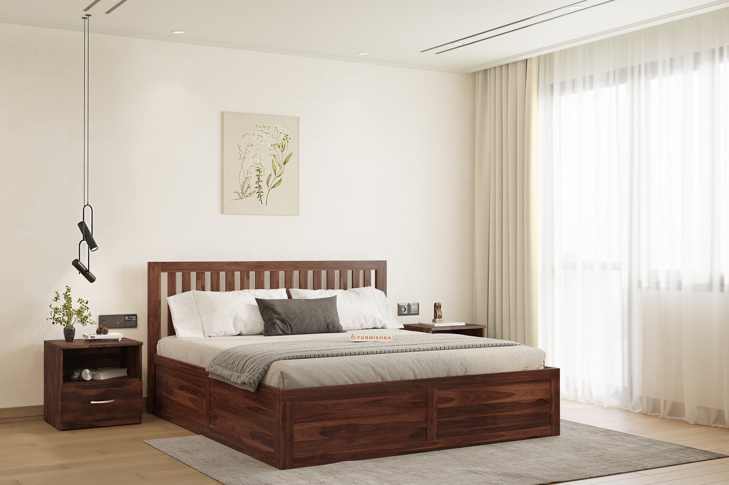 Arya Solid Wood Queen Bed with Box Storage