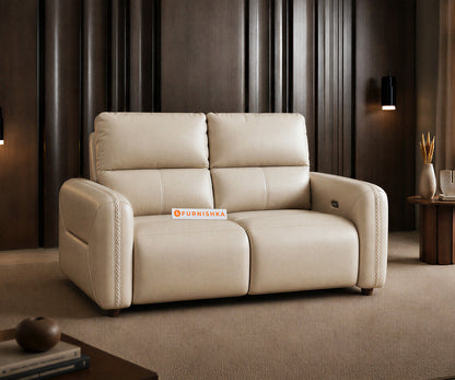 Bradon 2 Seater Leather Recliner in Forest White - Furnishka 