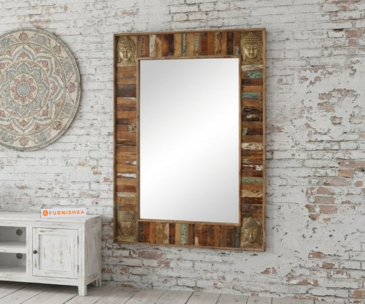 Brass Buddha Mirror Frame Reclaimed - Furnishka 