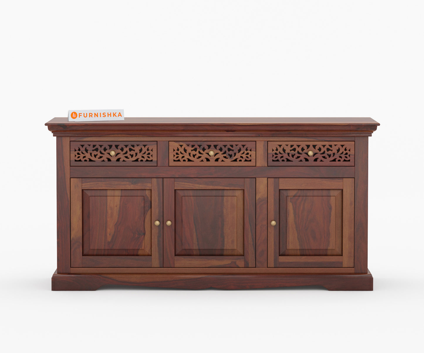 Brynn Sheesham Wood Triple Door Chest of Drawer - Furnishka 