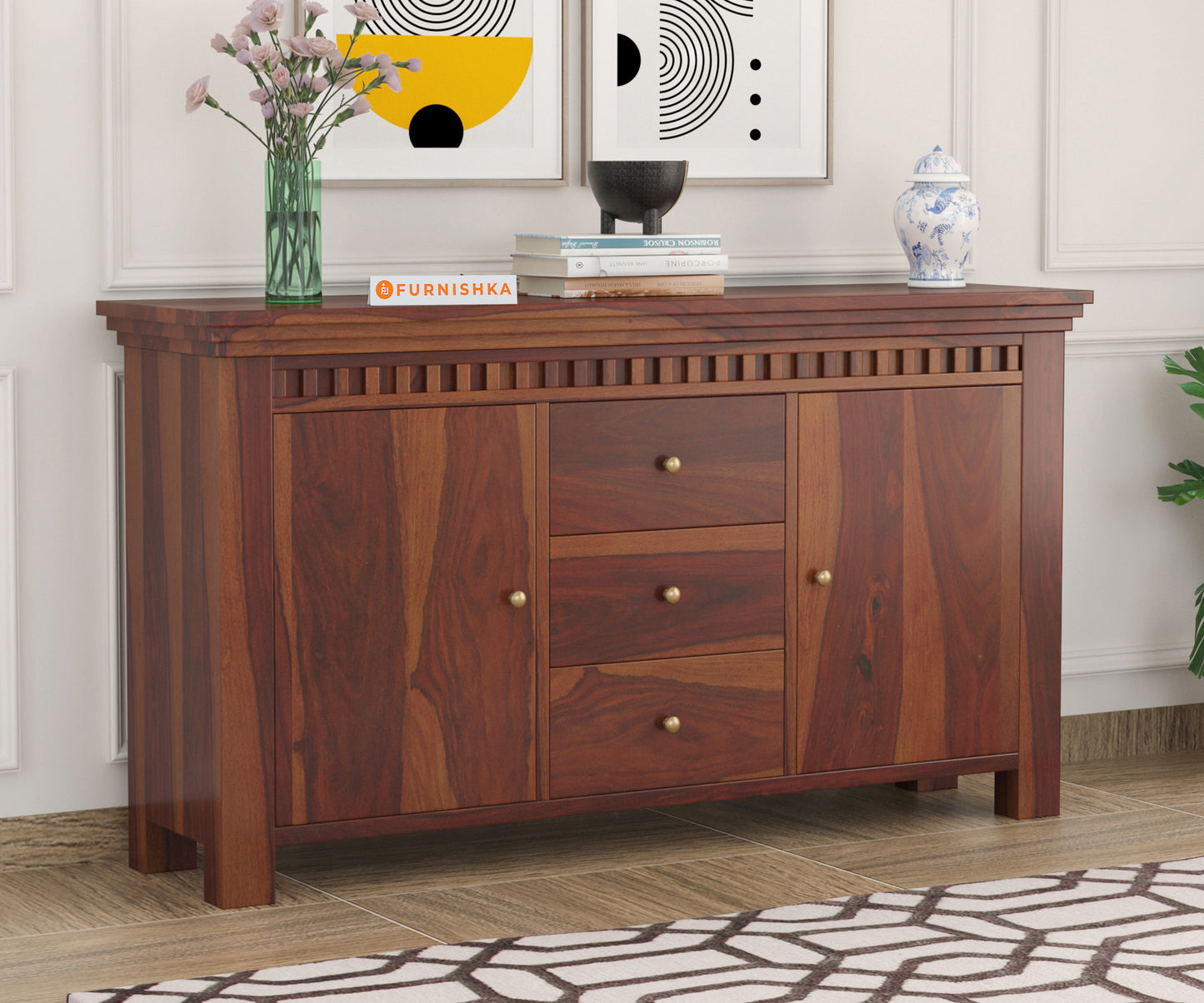 Cleophee Sheesham Wood Two Door Chest of Drawer