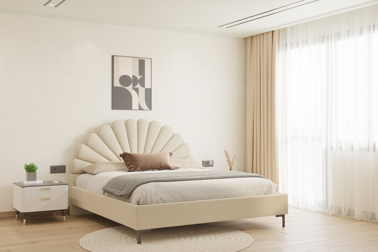 Satin Bed (Fully Upholstered) 50+ colour options - Queen Size - Furnishka 