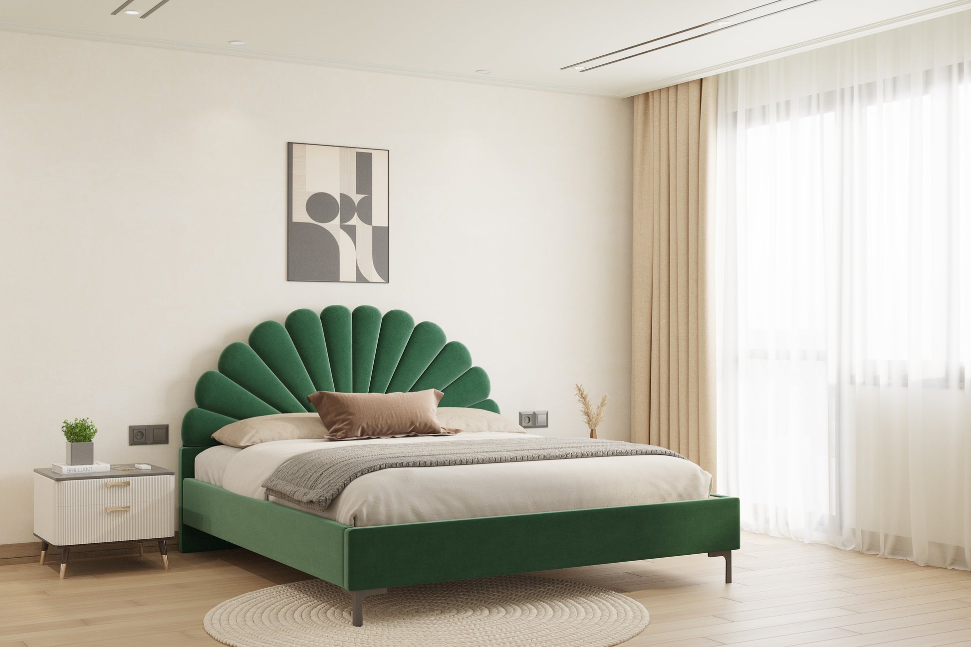 Satin Bed (Fully Upholstered) 50+ colour options - Queen Size - Furnishka 