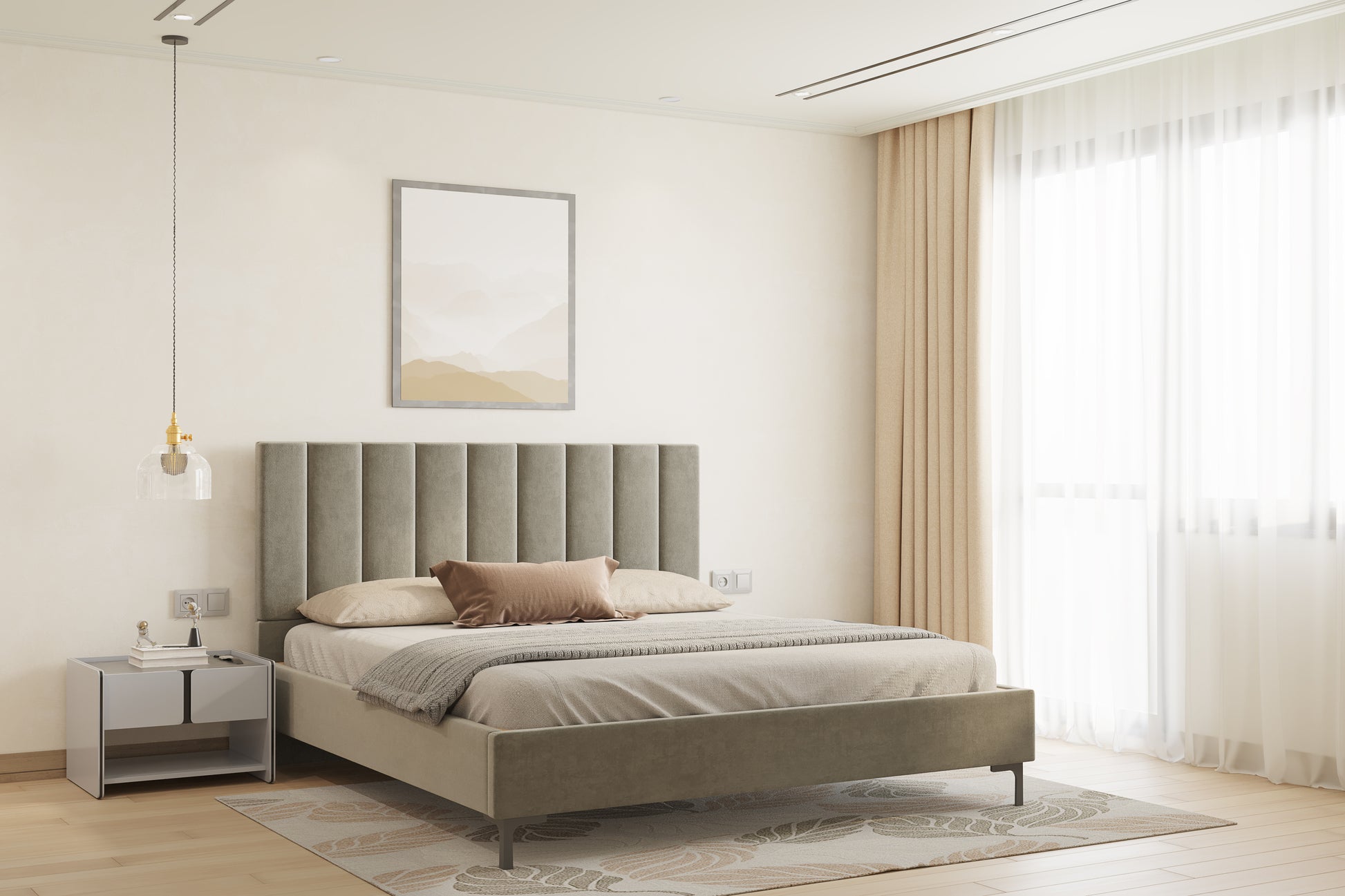 Augustus Bed (Fully Upholstered) 50+ colour options - Queen Size - Furnishka 