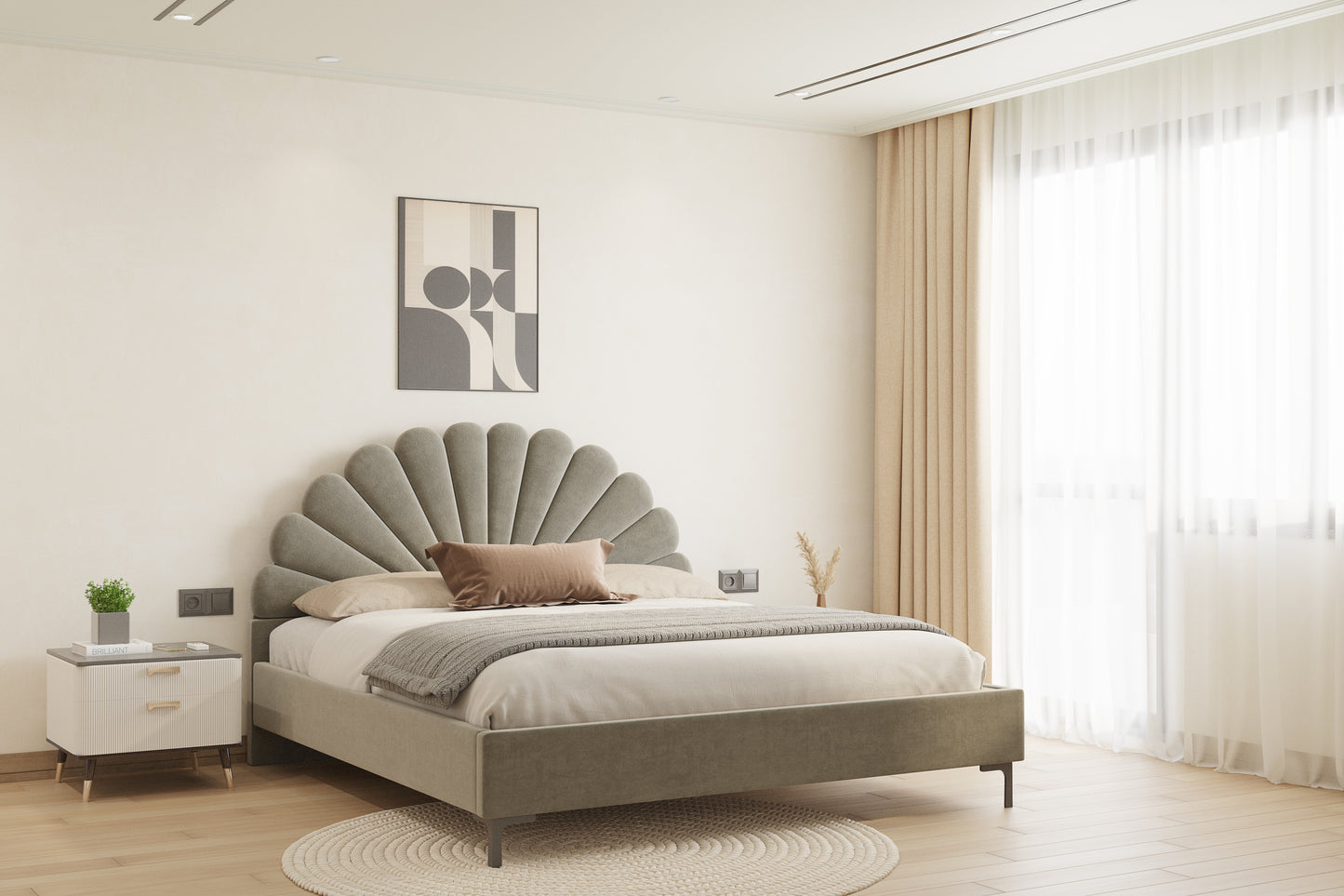 Satin Bed (Fully Upholstered) 50+ colour options - Queen Size - Furnishka 