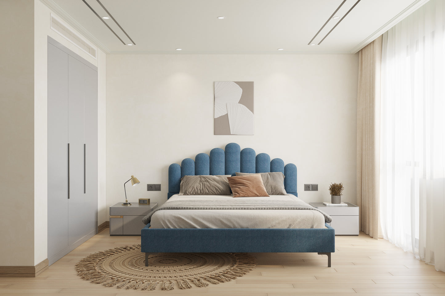 Dora Bed (Fully Upholstered) 50+ colour options - Queen Size - Furnishka 