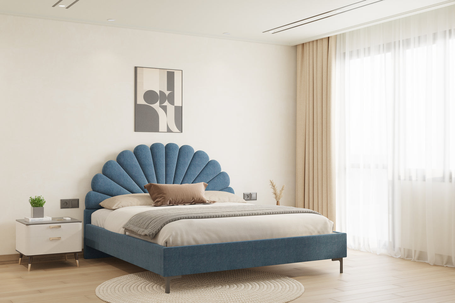 Satin Bed (Fully Upholstered) 50+ colour options - Queen Size - Furnishka 