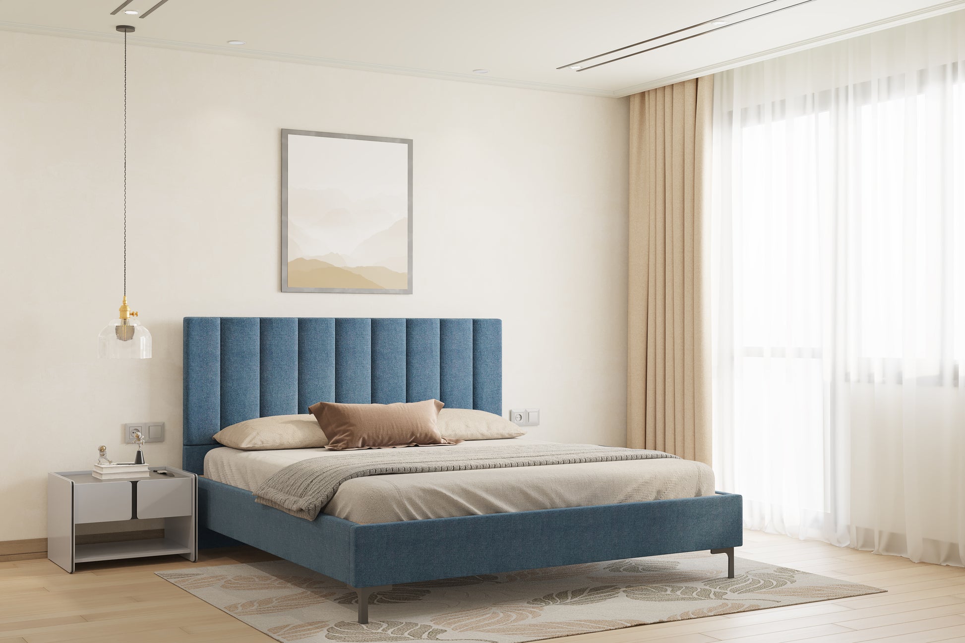 Augustus Bed (Fully Upholstered) 50+ colour options - Queen Size - Furnishka 