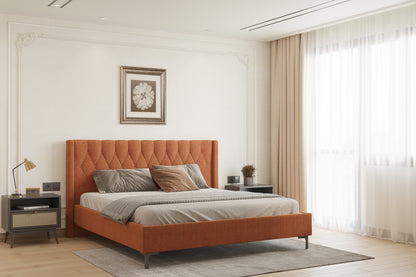 Samawi Bed (Fully Upholstered) 50+ colour options - King Size - Furnishka 