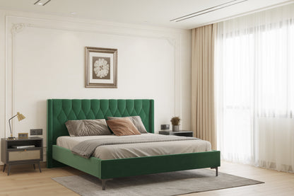 Samawi Bed (Fully Upholstered) 50+ colour options - King Size - Furnishka 