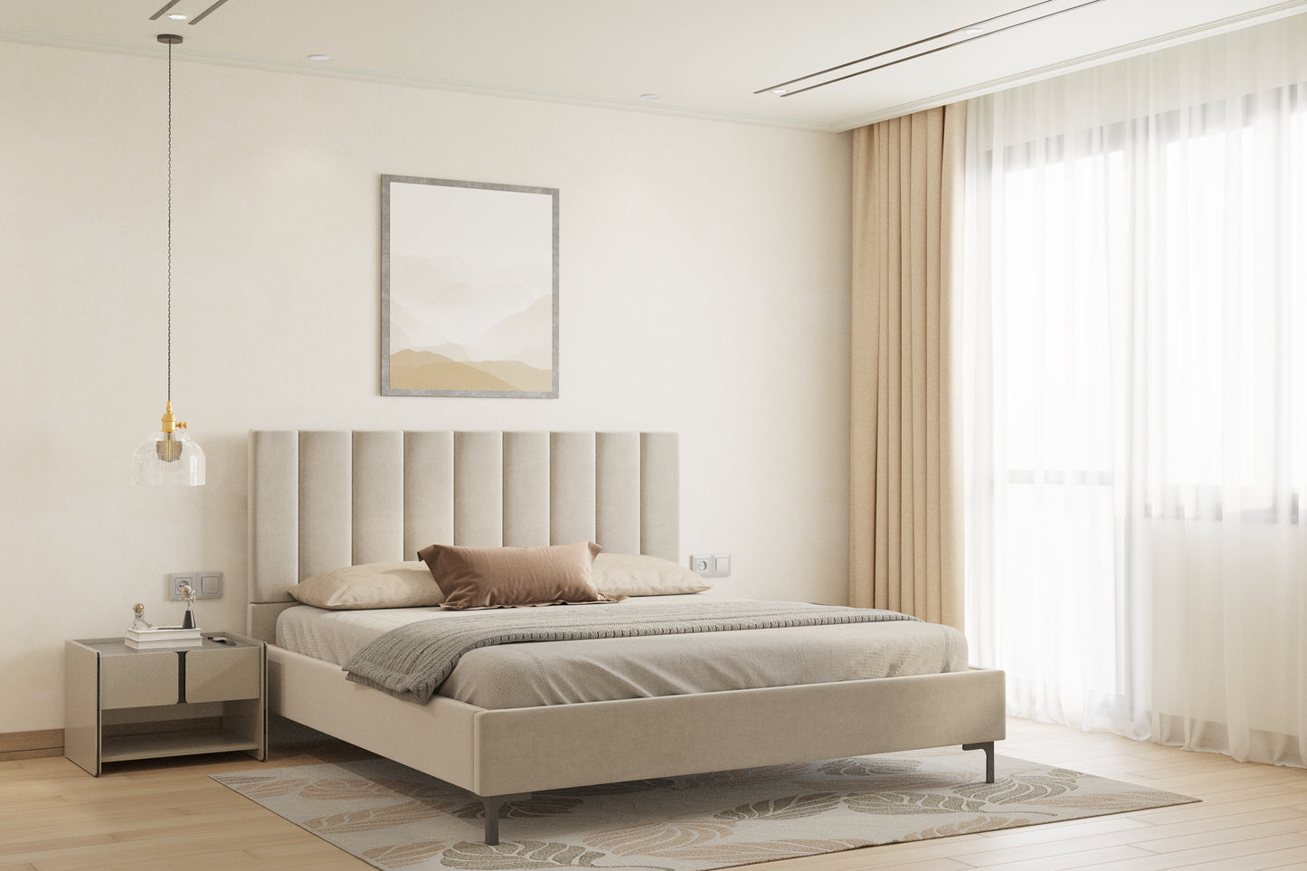 Augustus Bed (Fully Upholstered) 50+ colour options - Queen Size - Furnishka 