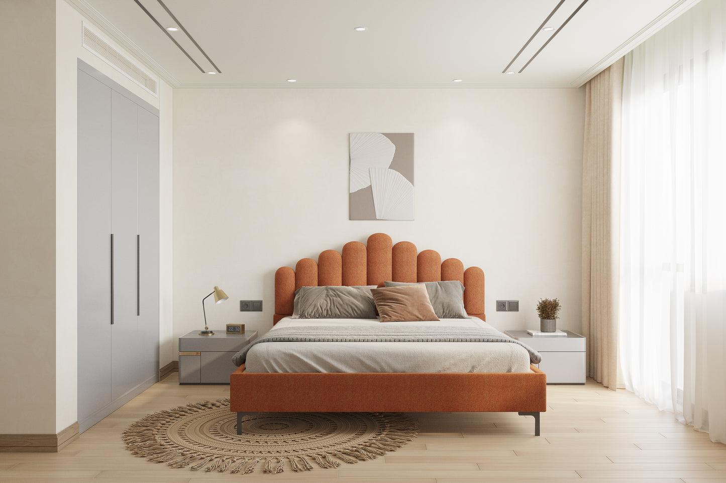 Dora Bed (Fully Upholstered) 50+ colour options - Queen Size - Furnishka 