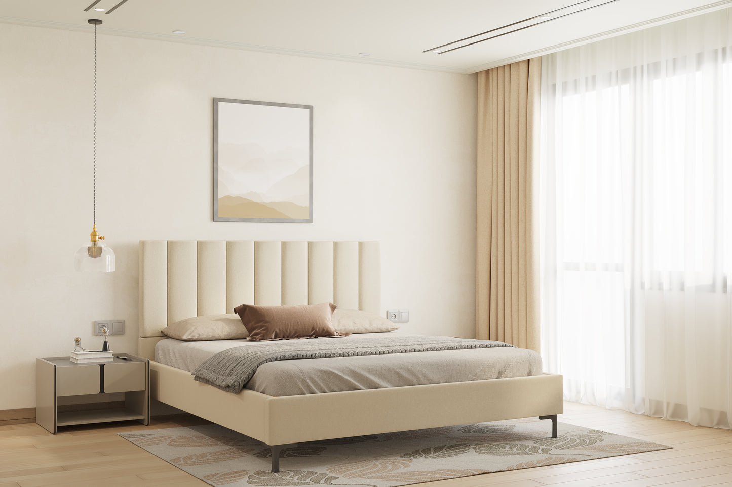 Augustus Bed (Fully Upholstered) 50+ colour options - Queen Size - Furnishka 