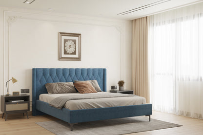 Samawi Bed (Fully Upholstered) 50+ colour options - King Size - Furnishka 