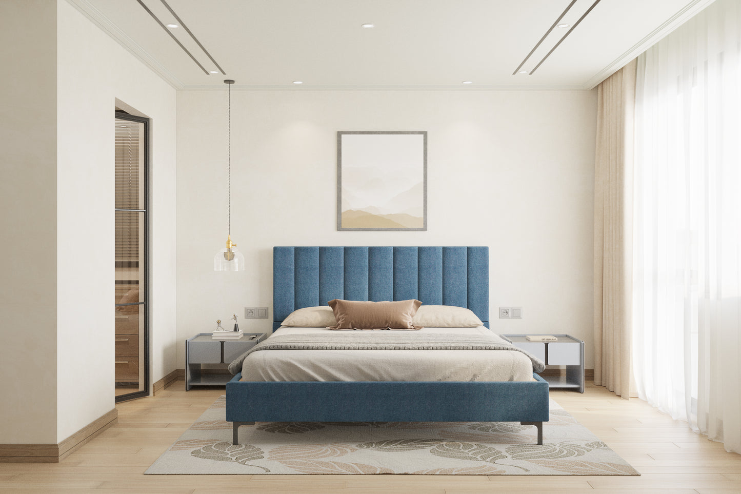 Augustus Bed (Fully Upholstered) 50+ colour options - Queen Size - Furnishka 