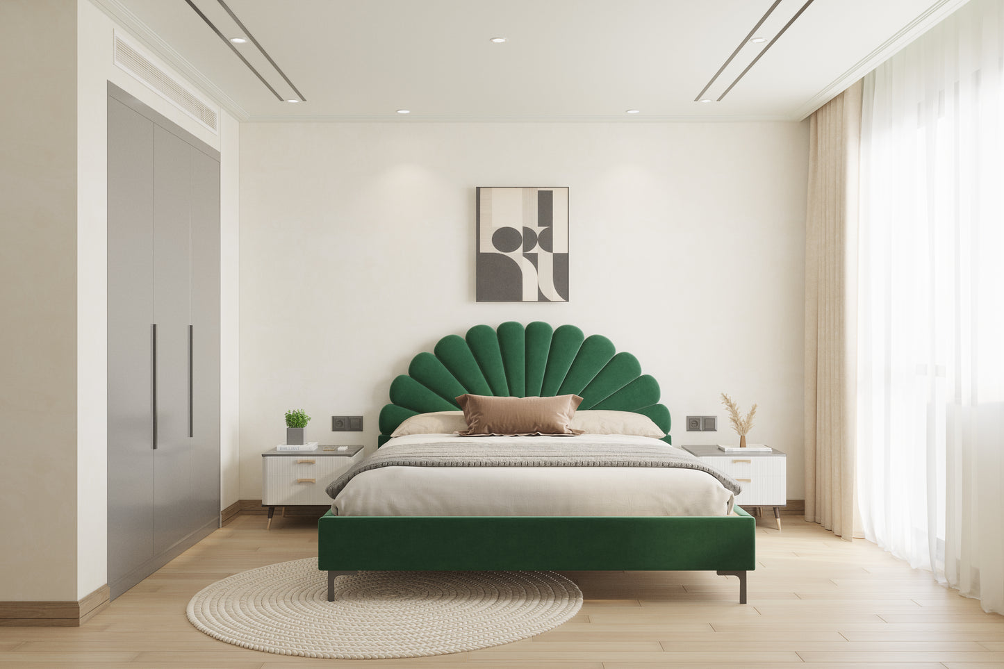 Satin Bed (Fully Upholstered) 50+ colour options - Queen Size - Furnishka 