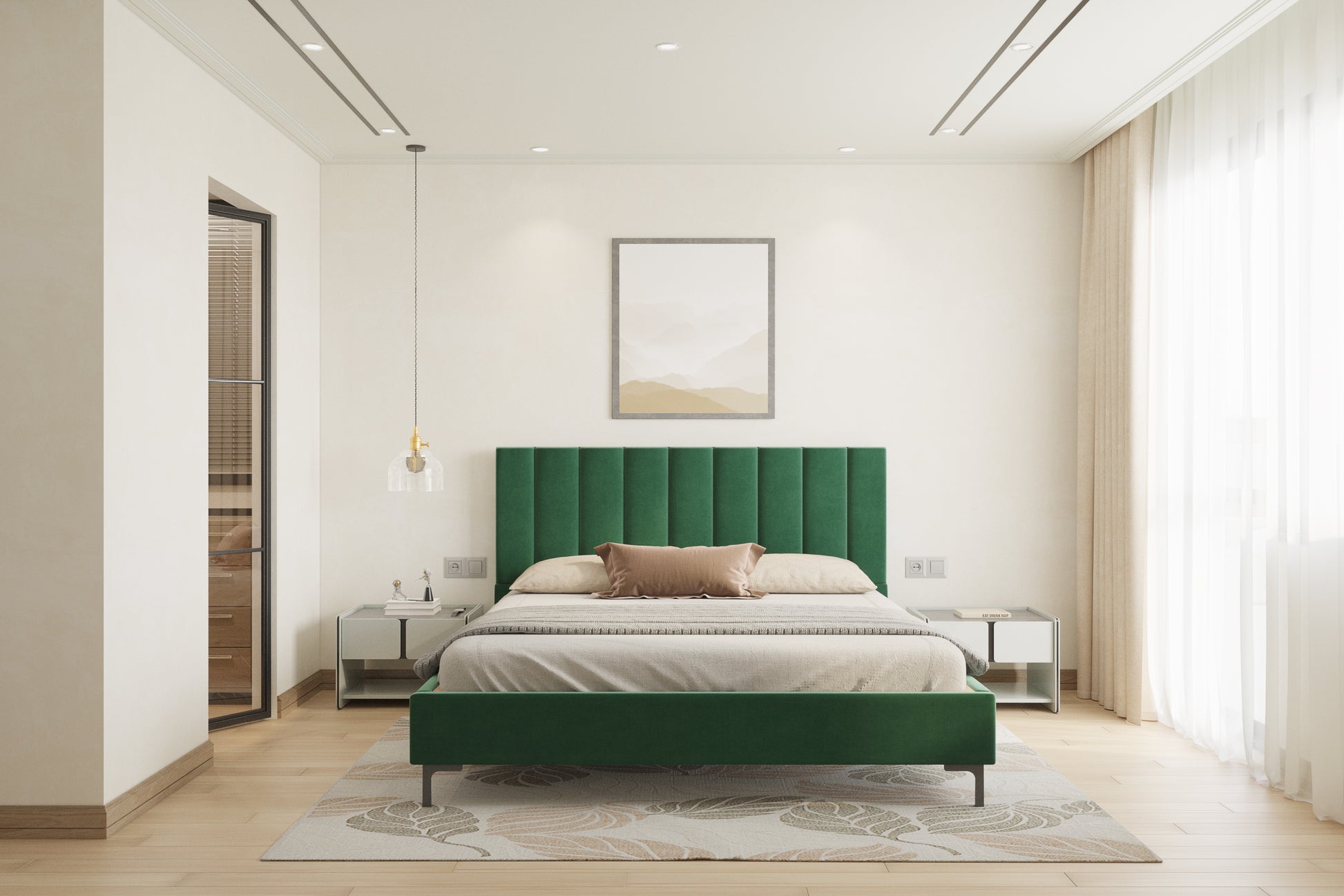 Augustus Bed (Fully Upholstered) 50+ colour options - Queen Size - Furnishka 