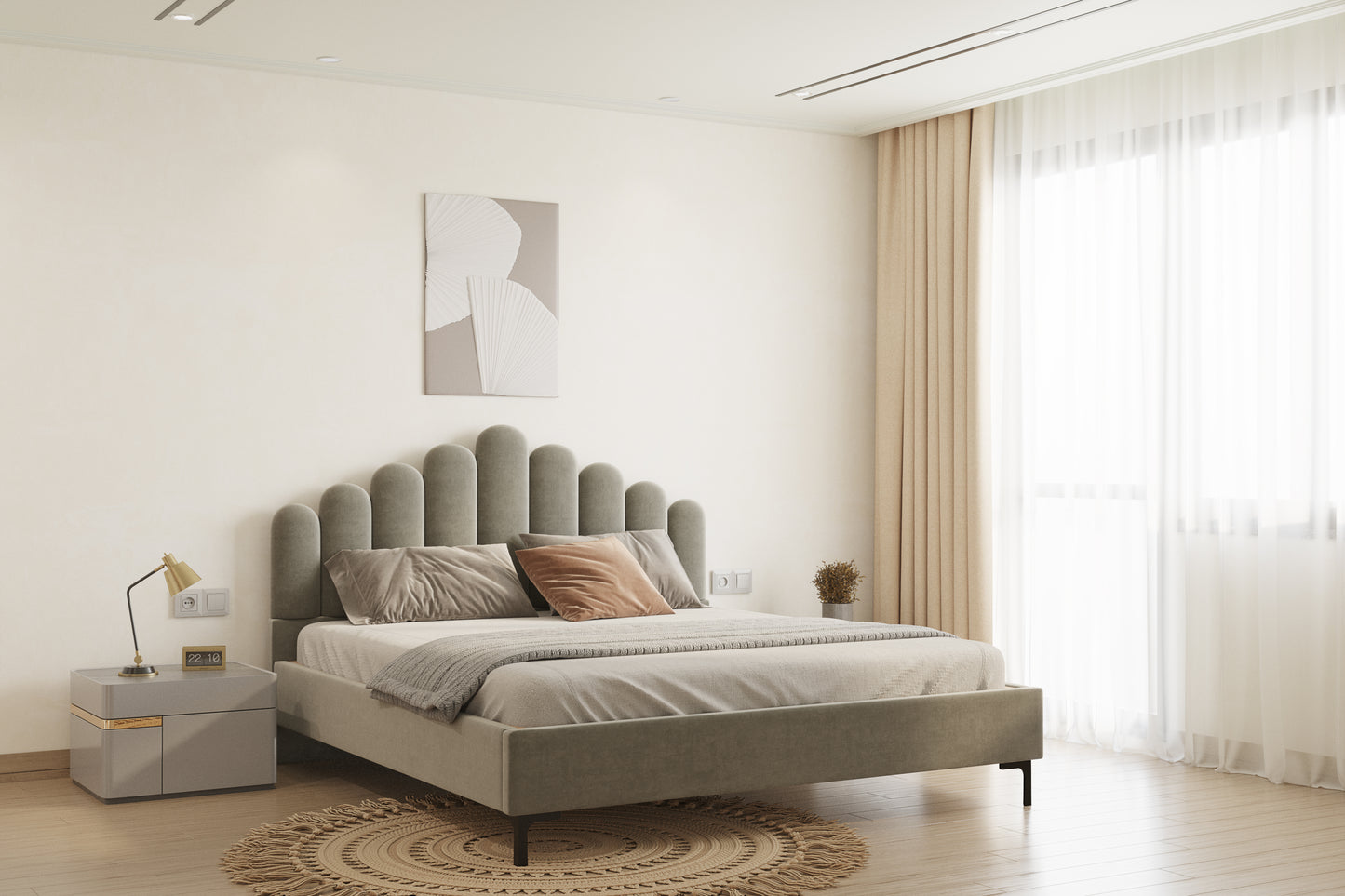 Dora Bed (Fully Upholstered) 50+ colour options - Queen Size - Furnishka 