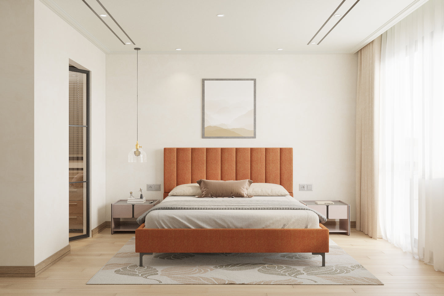 Augustus Bed (Fully Upholstered) 50+ colour options - Queen Size - Furnishka 