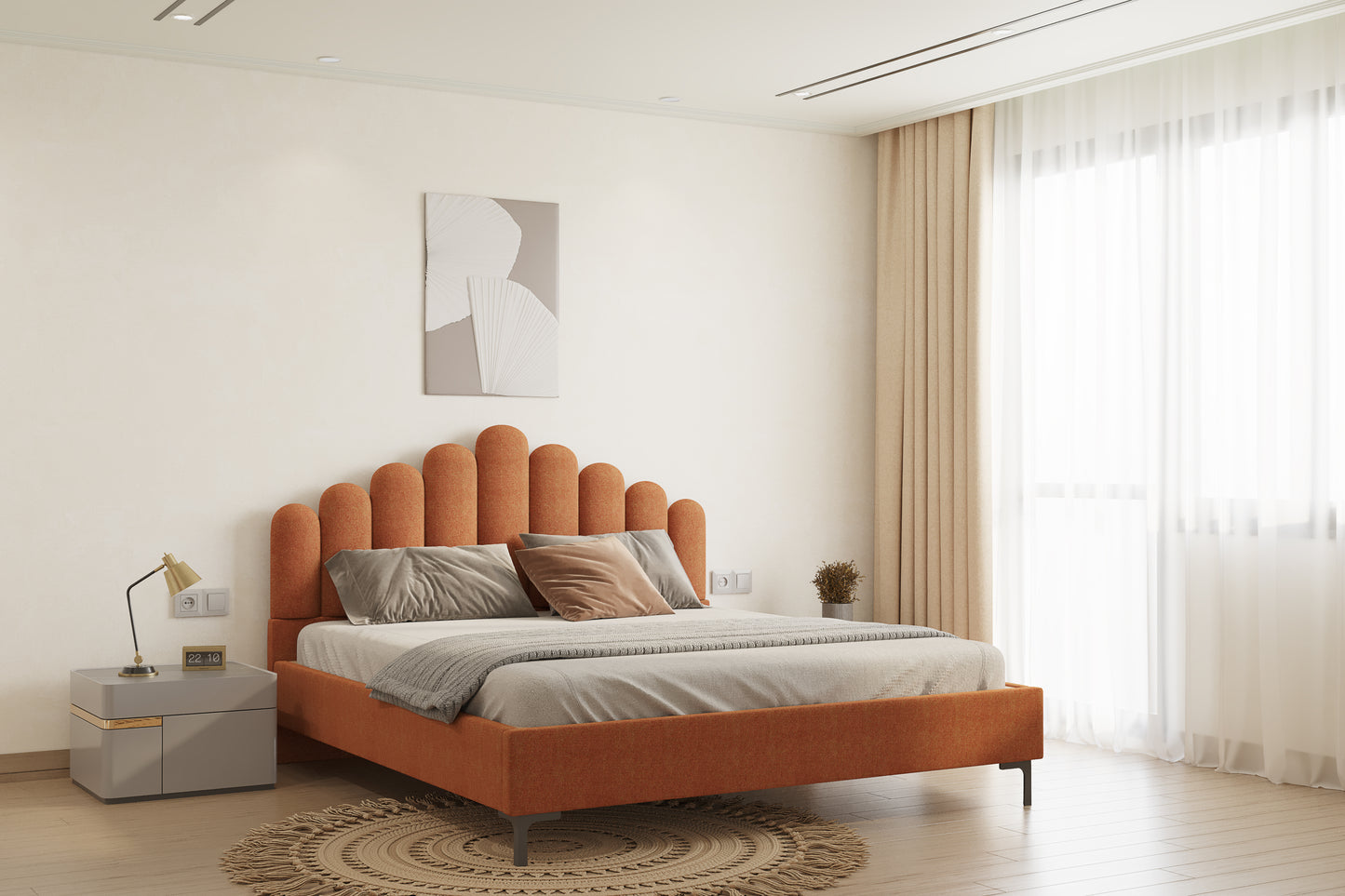 Dora Bed (Fully Upholstered) 50+ colour options - Queen Size - Furnishka 