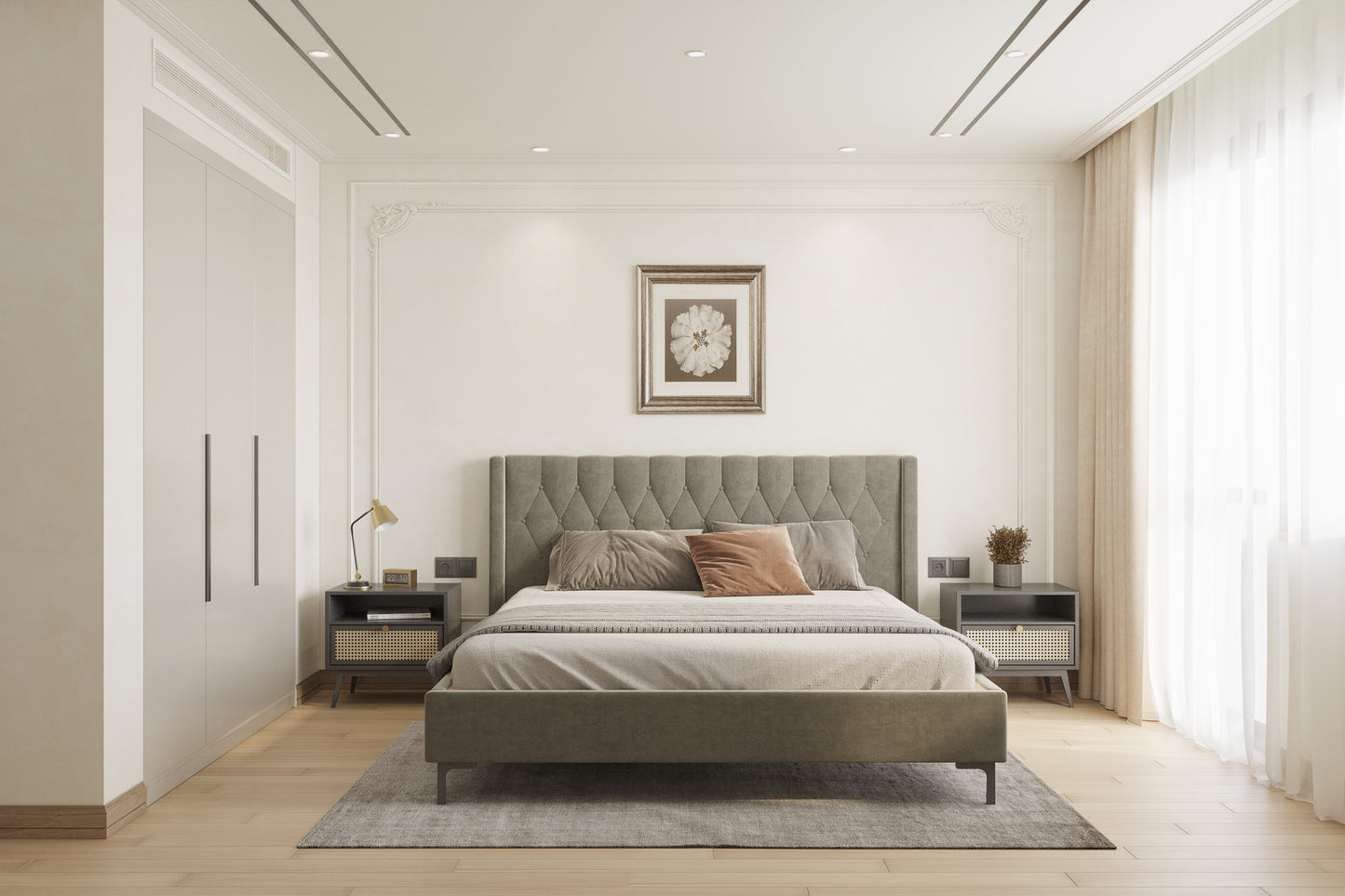 Samawi Bed (Fully Upholstered) 50+ colour options - King Size - Furnishka 