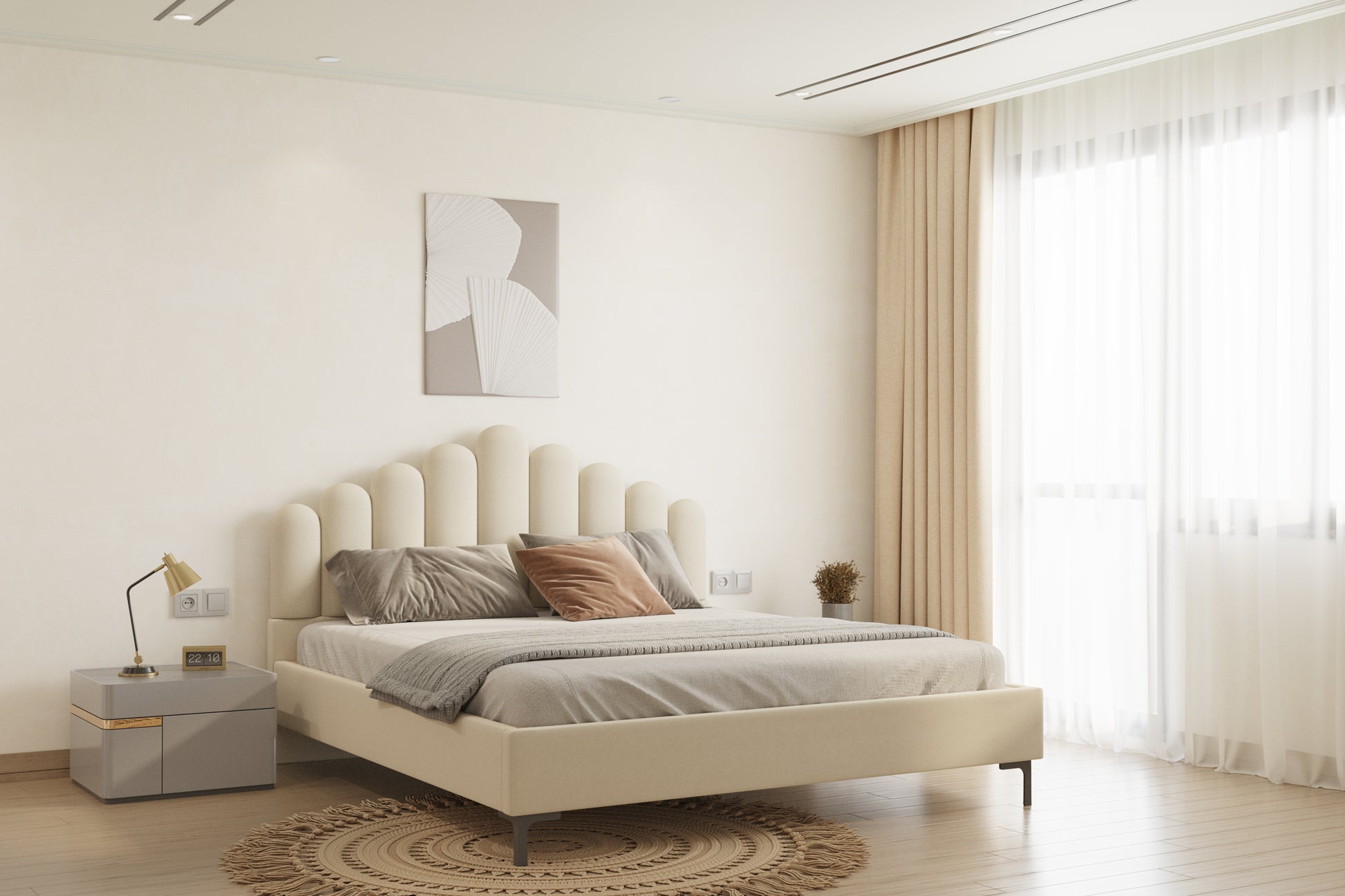 Dora Bed (Fully Upholstered) 50+ colour options - Queen Size - Furnishka 