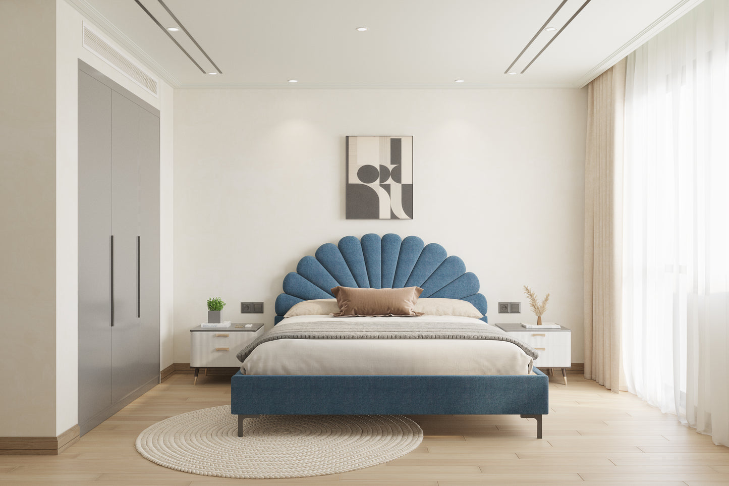 Satin Bed (Fully Upholstered) 50+ colour options - Queen Size - Furnishka 