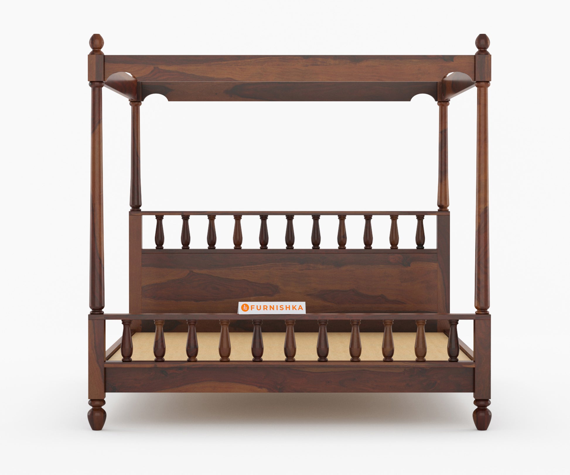 Camila Poster Sheesham Wood King Size Bed without Storage - Furnishka 