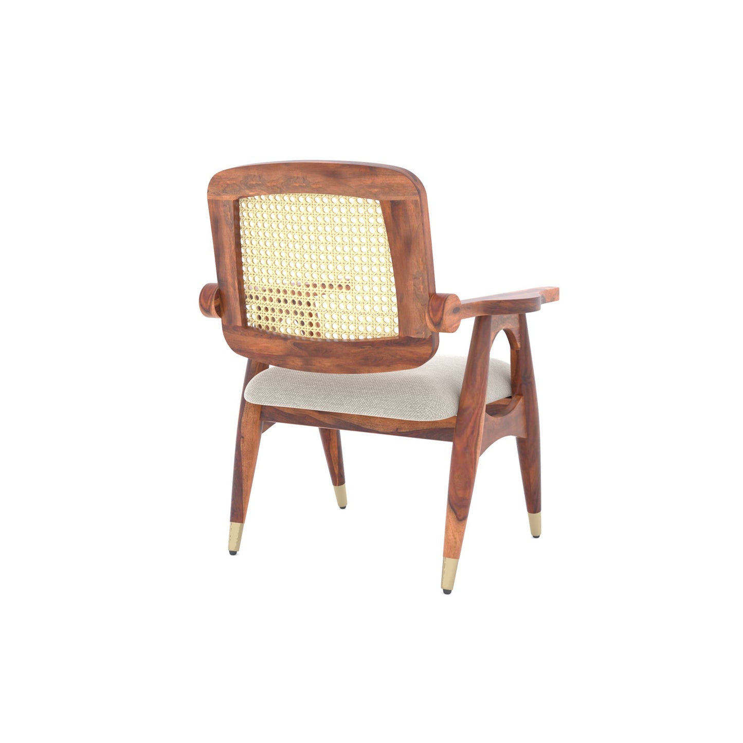 Cane Harmony Riva Sheesham Wood Arm Chair with Cane in Teak Finish - Furnishka 