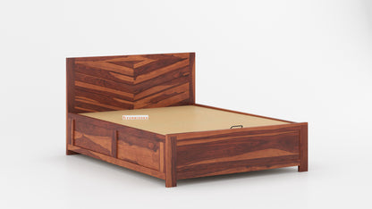 Chevora Hydraulic Bed in Sheesham - King Size - Furnishka 