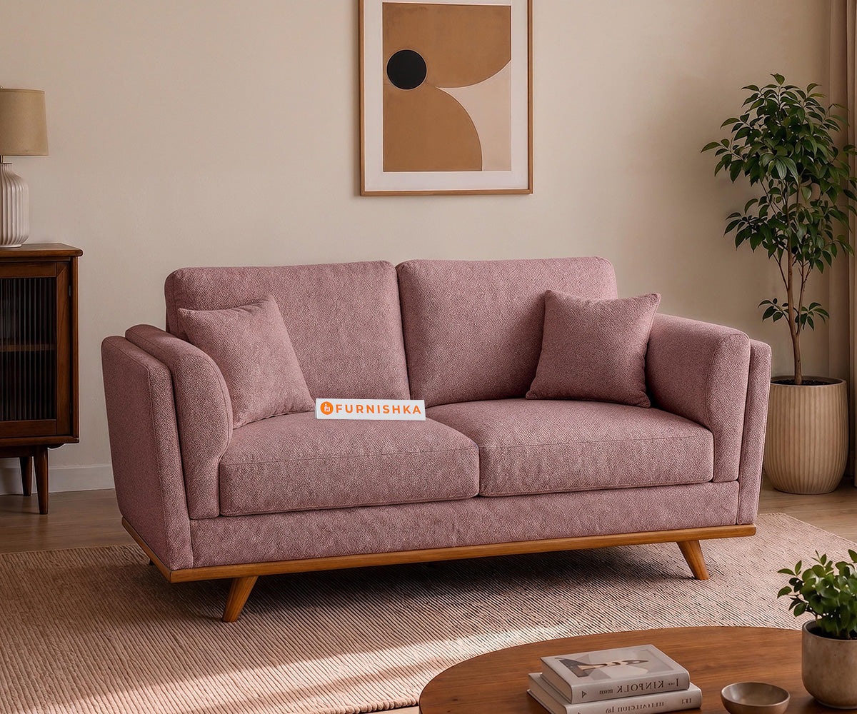 Oslo 2 Seater Fabric Sofa With Clay Rose Pink - Furnishka